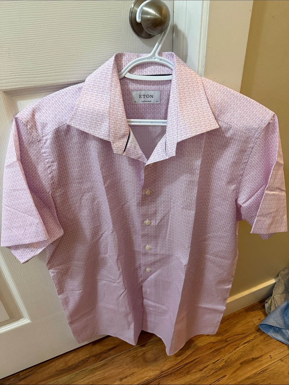 Eton Men's Light Pink Geometric Short-Sleeve Button-Down Shirt